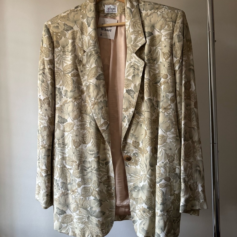 1990s Linen Breezy Floral Summer Jacket | Vintage Blazer